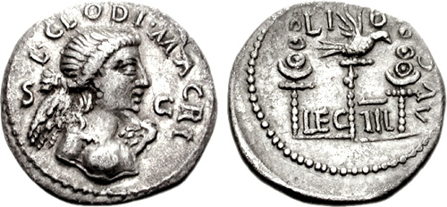 clodius macer roman coin denarius